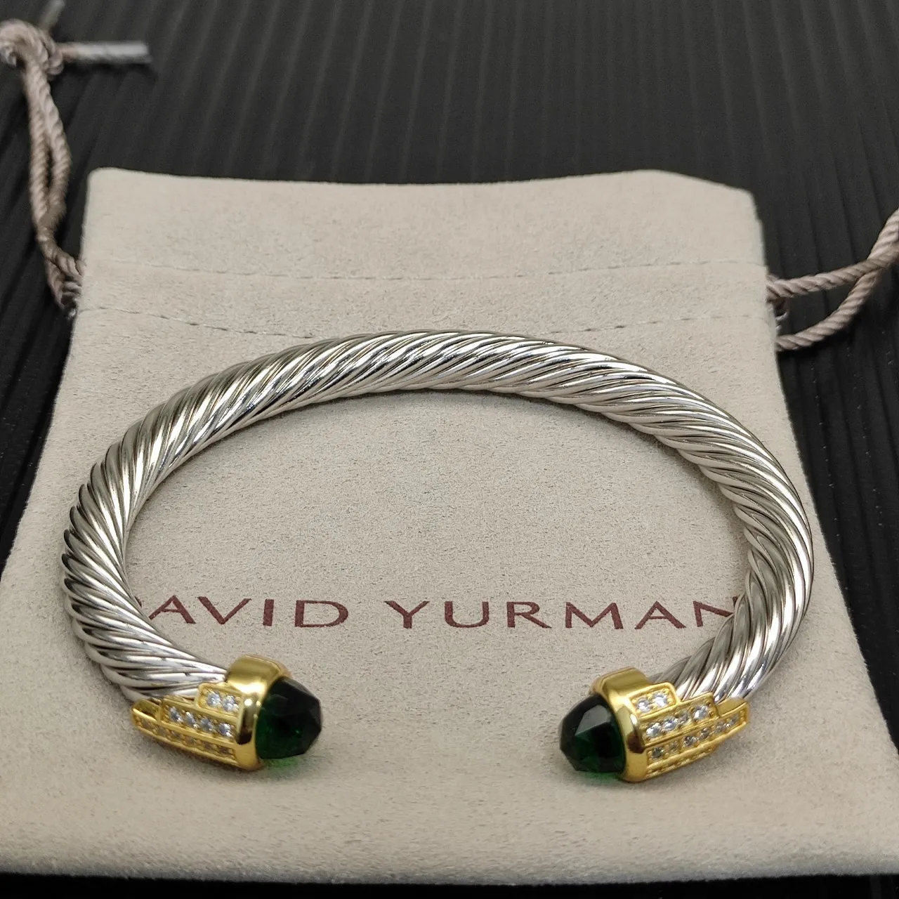 David Yurman Cable Classics Silver Gold Twisted Dual-Tone Metal Bracelet 7