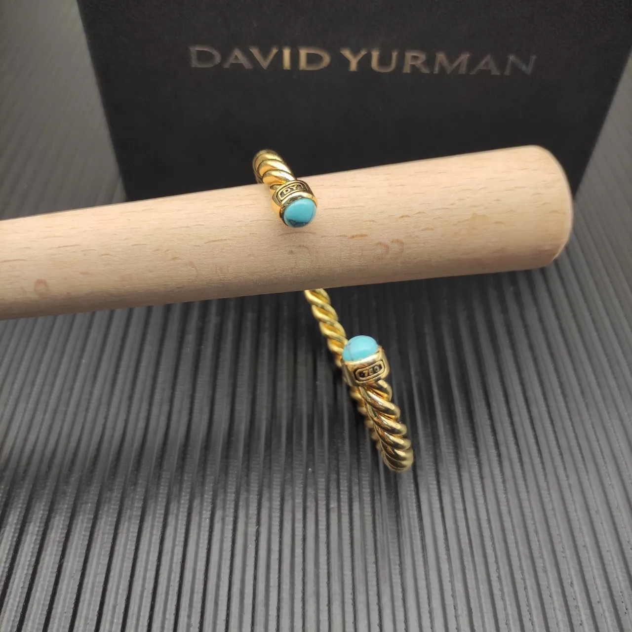David Yurman Cable Classics Twisted Gold-Tone and Turquoise Cuff Bracelet 8
