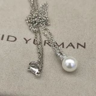 David Yurman Cable Collectibles قلادة لؤلؤة واحدة فضية بيضاء بايل