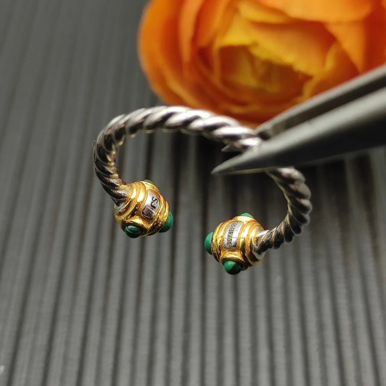 David Yurman Cable Silver Gold Twisted Band Dual-Tone Metal Ring 7