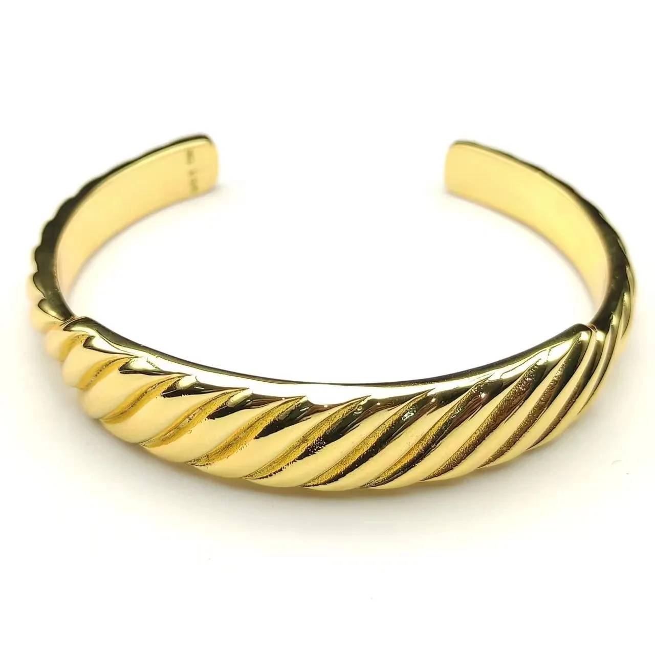 David Yurman Cable Twisted Rope Scalloped Edge Gold-Tone Open Cuff Bracelet 8