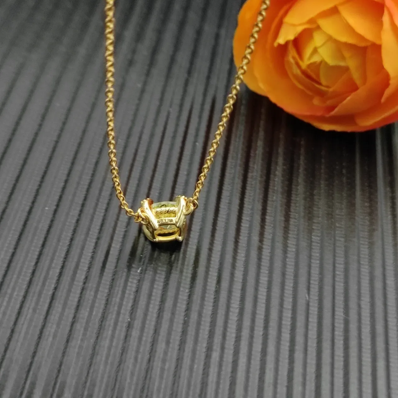 David Yurman Gold Yellow Chain Cushion-Cut Gemstone Necklace 7