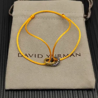 David Yurman Pulsera de anillo interlocking de doble tono amarillo con cordón