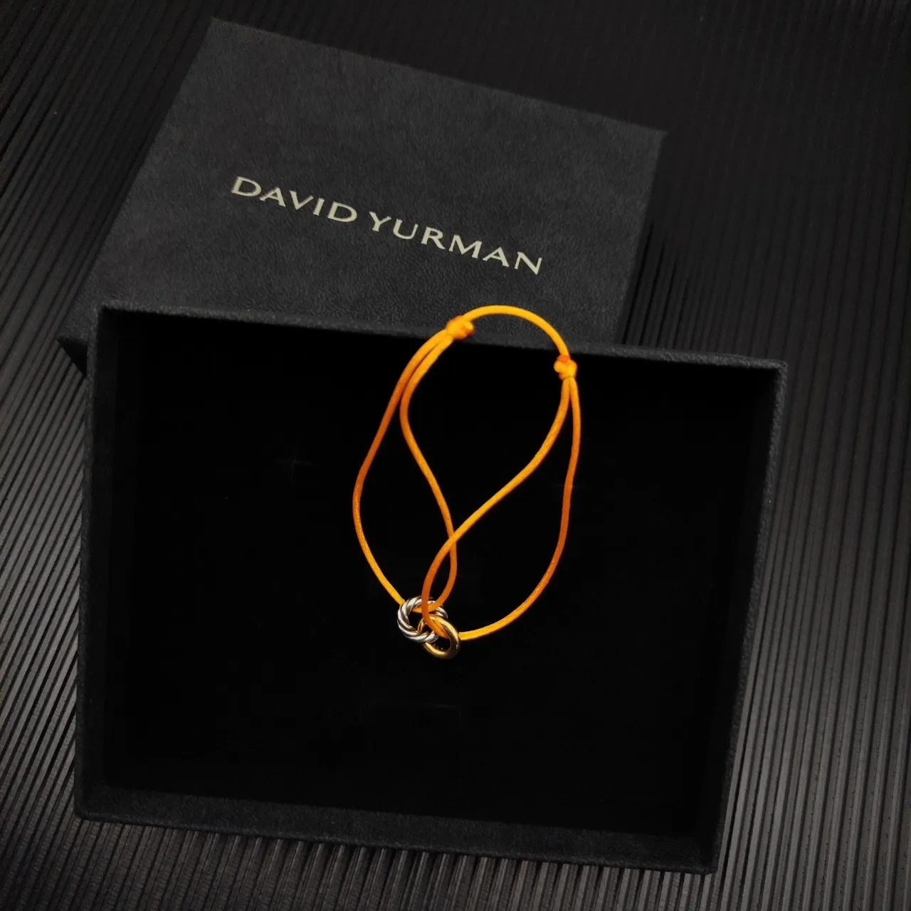 David Yurman Interlocking Dual-Tone Ring Yellow Cord Bracelet 3