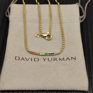 David Yurman Rainbow Gemstone Bar Pendant Necklace