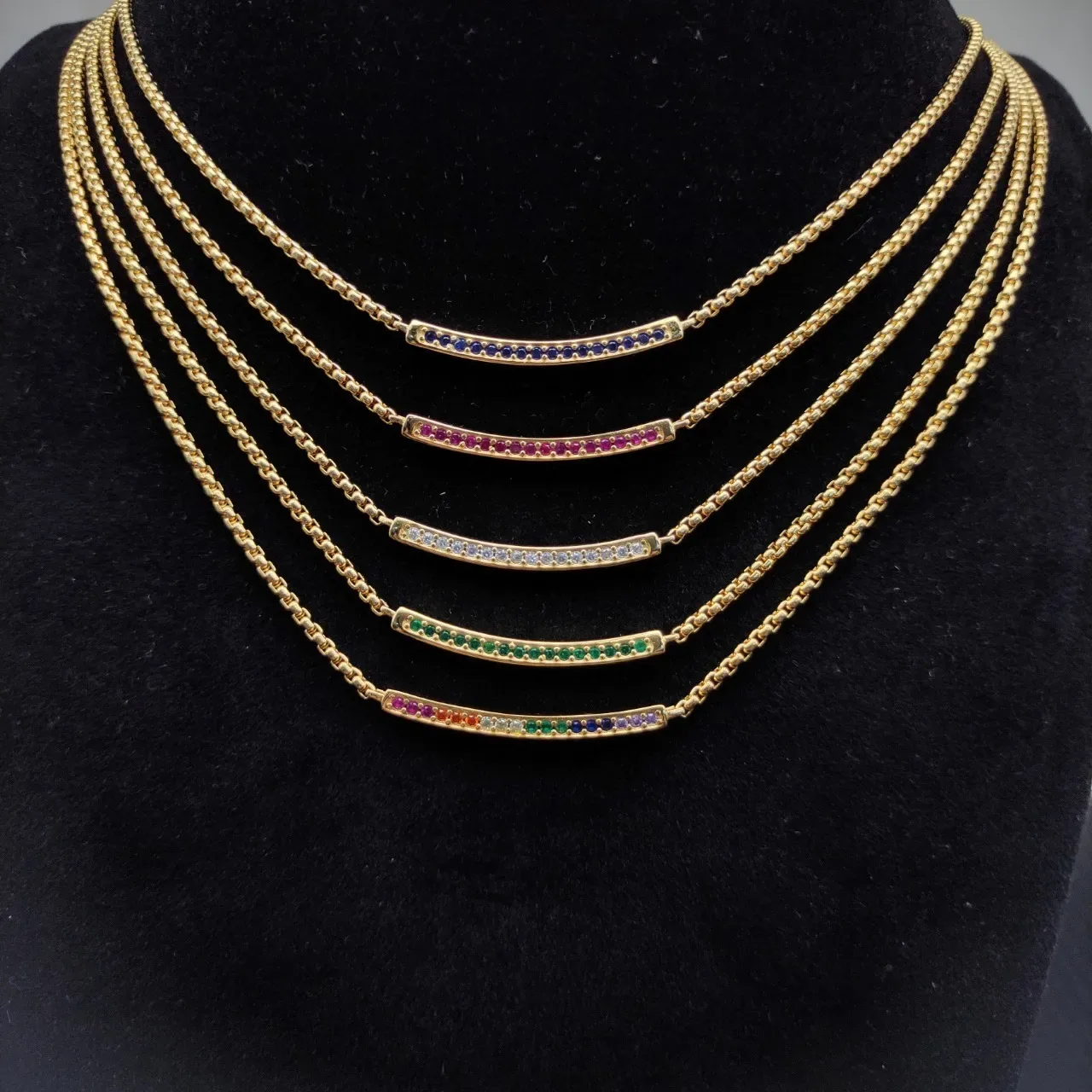 David Yurman Rainbow Gemstone Bar Pendant Necklace 4
