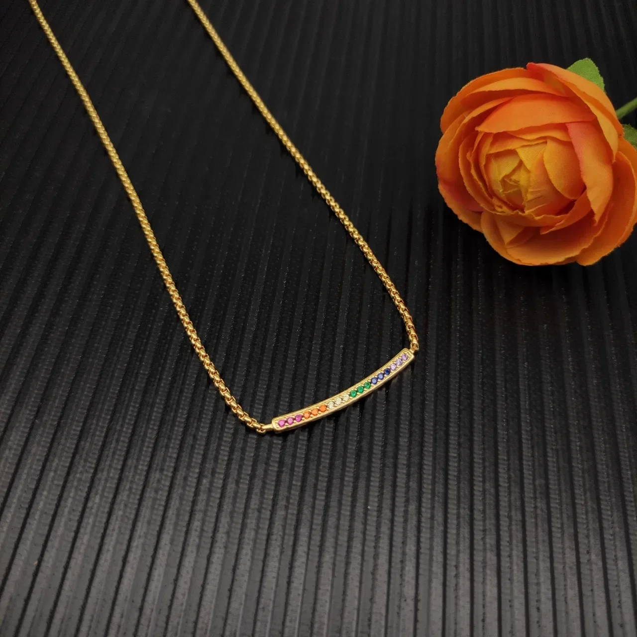 David Yurman Rainbow Gemstone Bar Pendant Necklace 7
