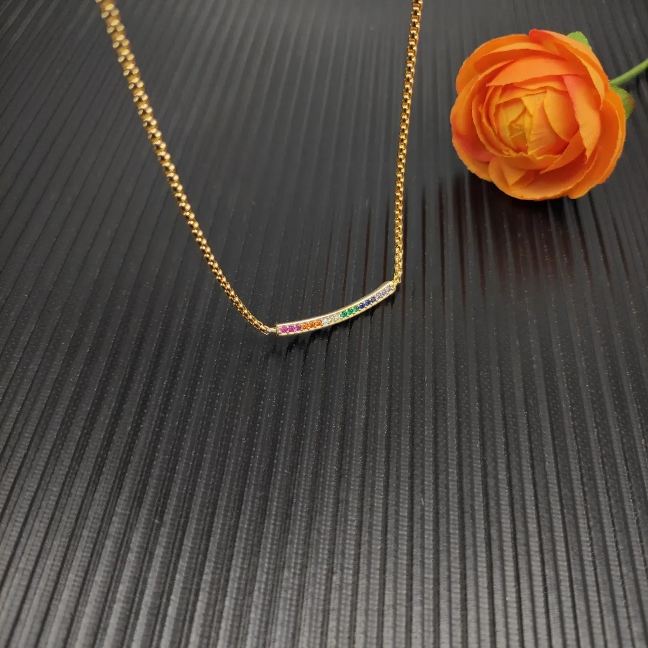 David Yurman Rainbow Gemstone Bar Pendant Necklace 8