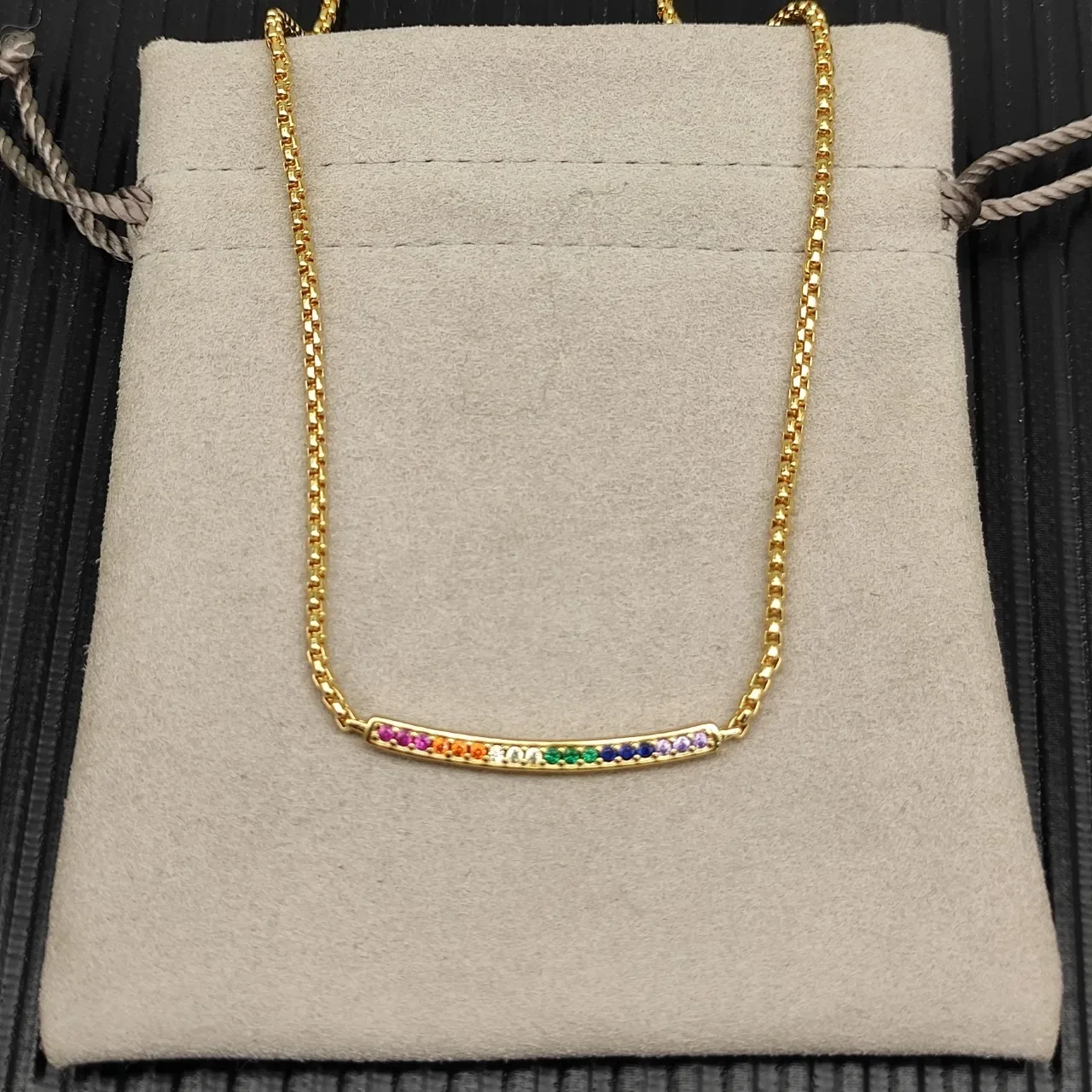 David Yurman Rainbow Gemstone Bar Pendant Necklace 9