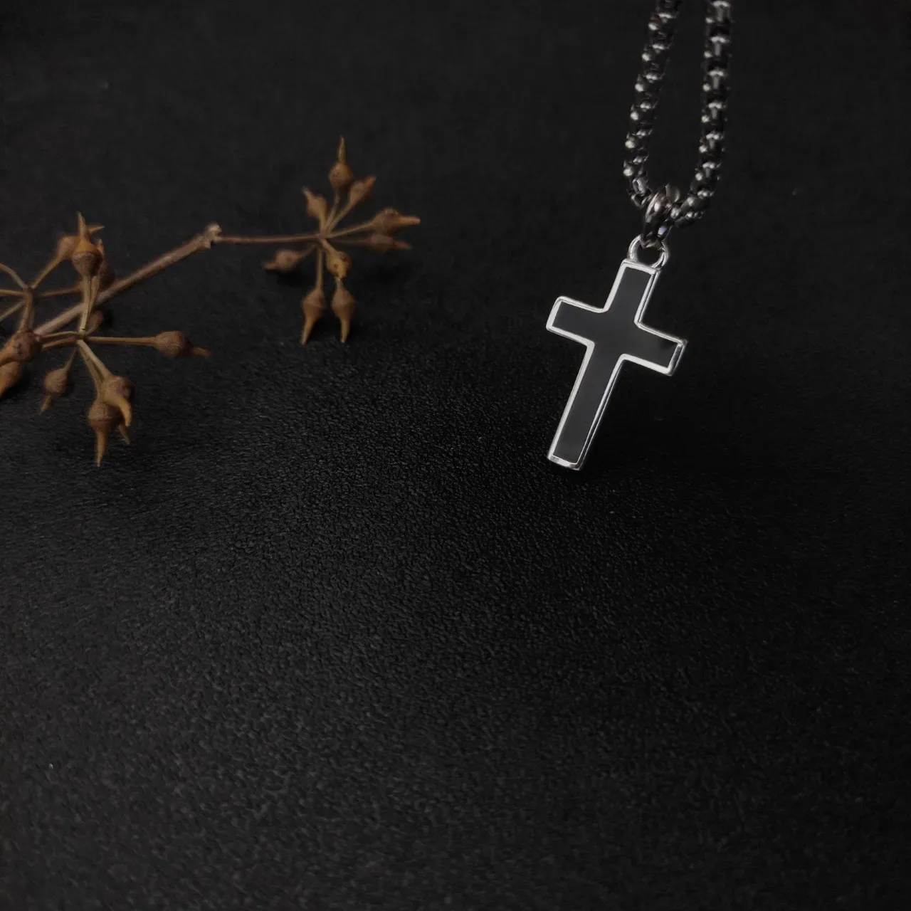 David Yurman Silver Gold Textured Cross Pendant Cable-Link Chain Necklace 2