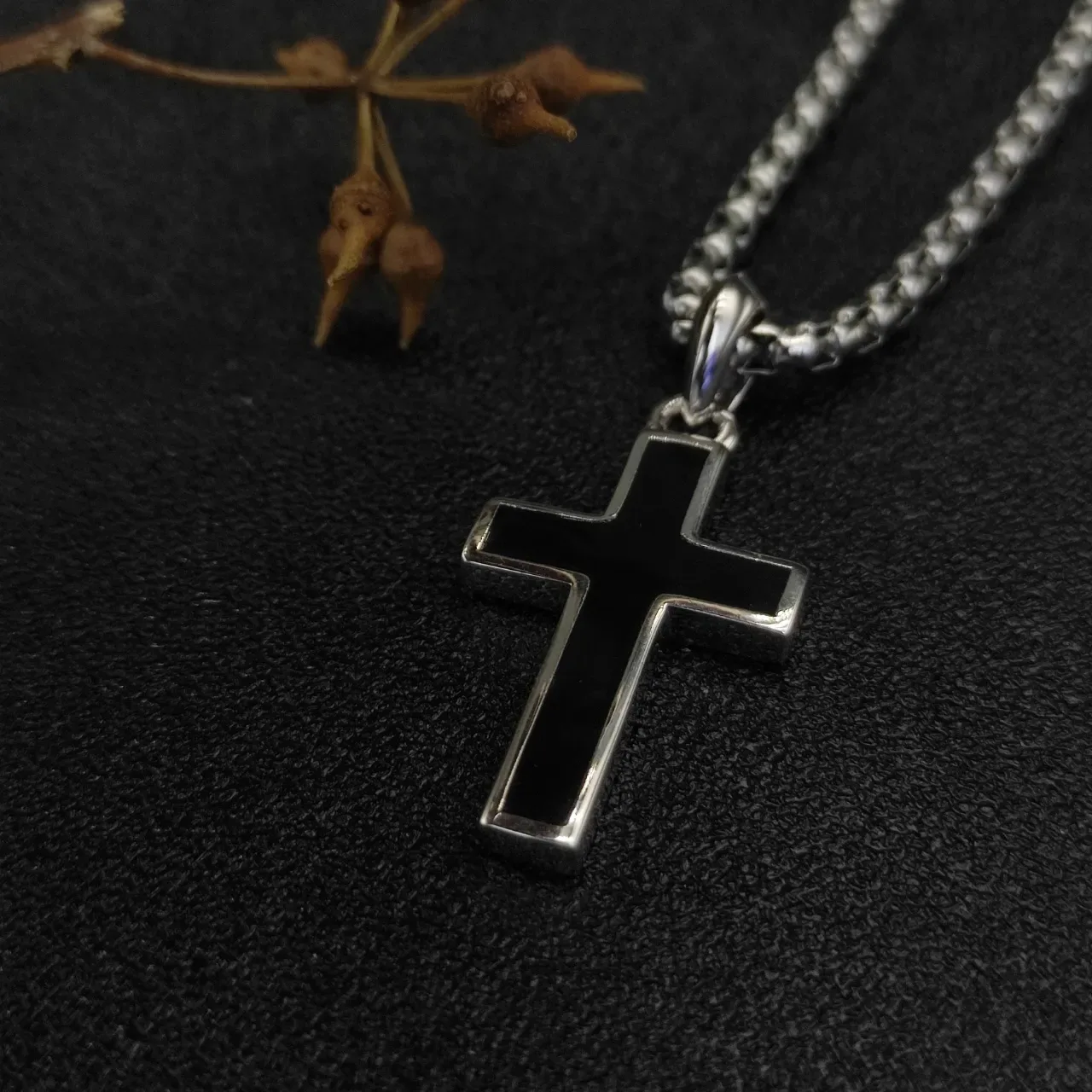 David Yurman Silver Gold Textured Cross Pendant Cable-Link Chain Necklace 4
