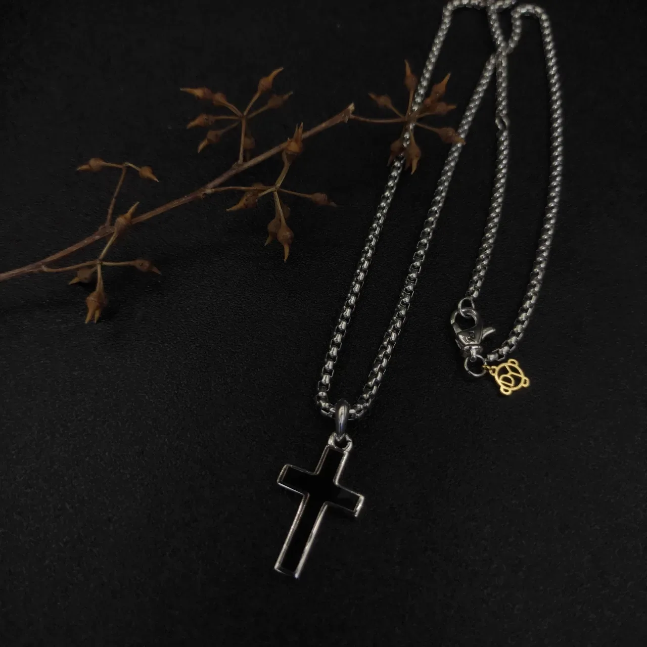 David Yurman Silver Gold Textured Cross Pendant Cable-Link Chain Necklace 5