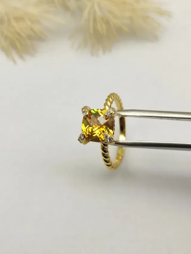 David Yurman Twisted Cable Citrine Solitaire Ring 5