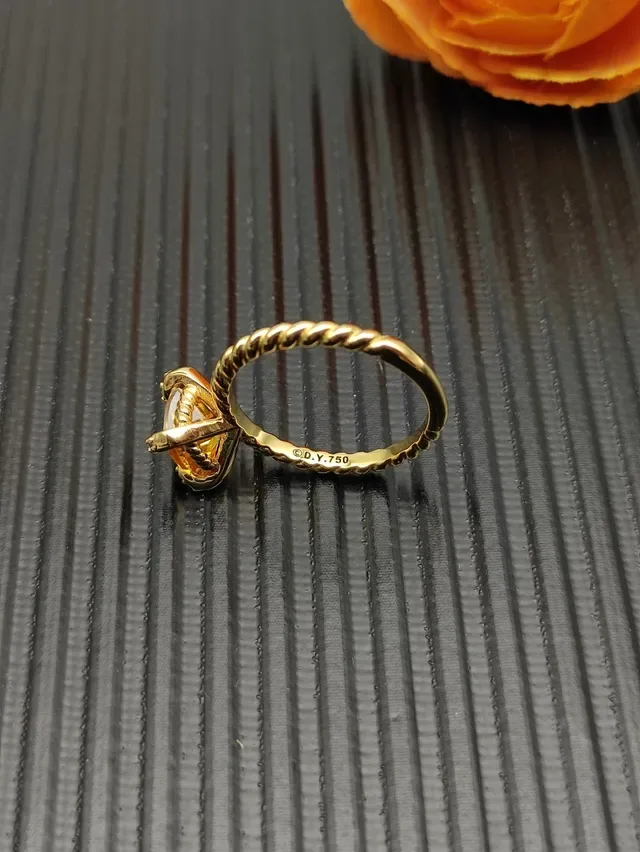 David Yurman Twisted Cable Citrine Solitaire Ring 7