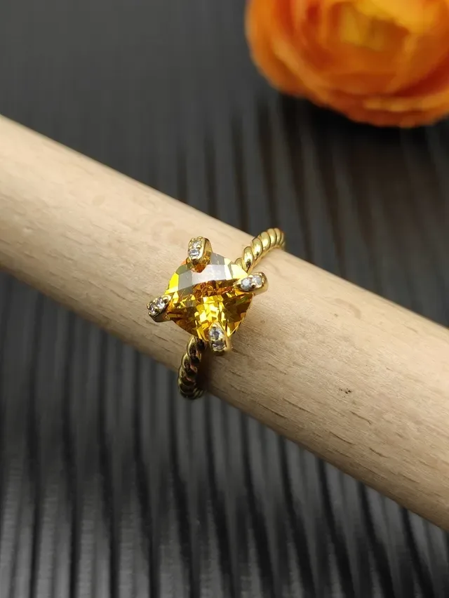 David Yurman Twisted Cable Citrine Solitaire Ring 8