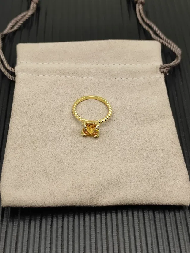 David Yurman Twisted Cable Citrine Solitaire Ring 9