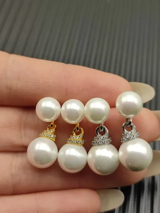 David Yurman White Gold Double-Pearl Drop Metal Earrings 7