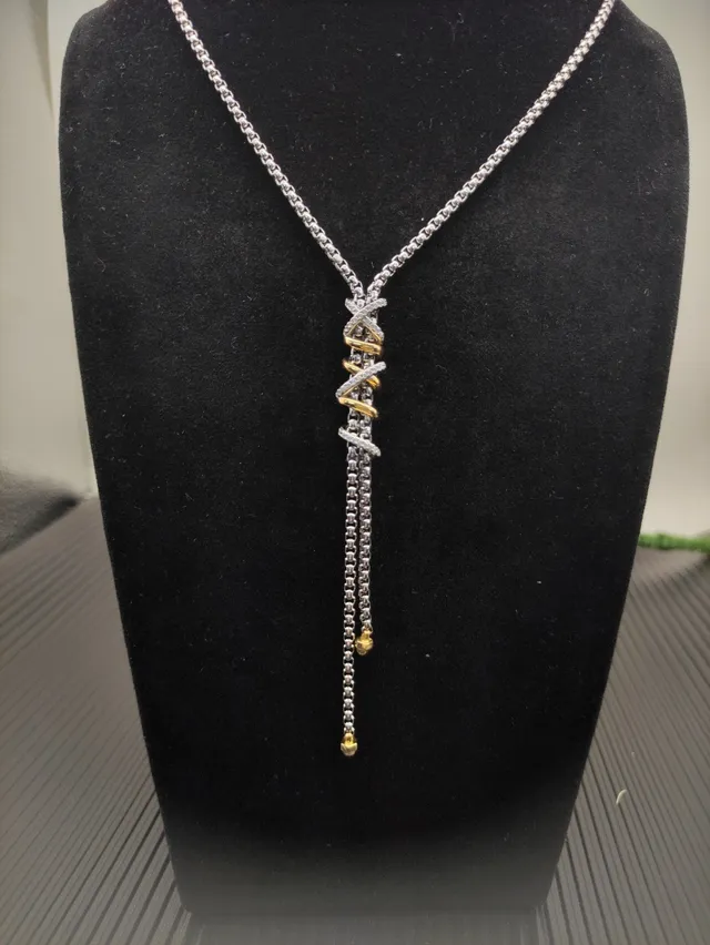 David Yurman X-Laced Two-Tone Silver and Gold Necklace 6