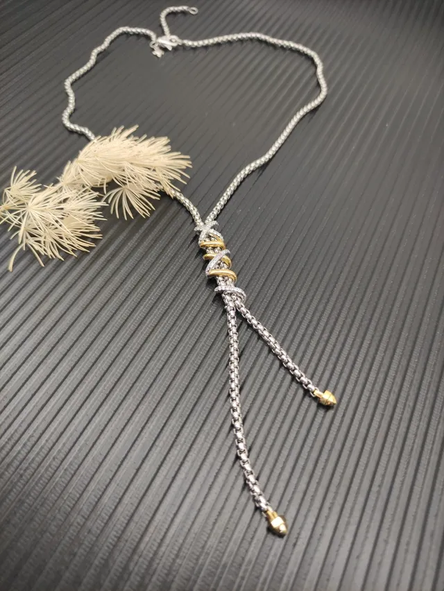 David Yurman X-Laced Two-Tone Silver and Gold Necklace 8
