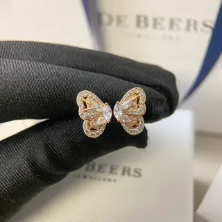 DE BEERS Butterfly Pavé Crystal Gold-Tone Stud Earrings