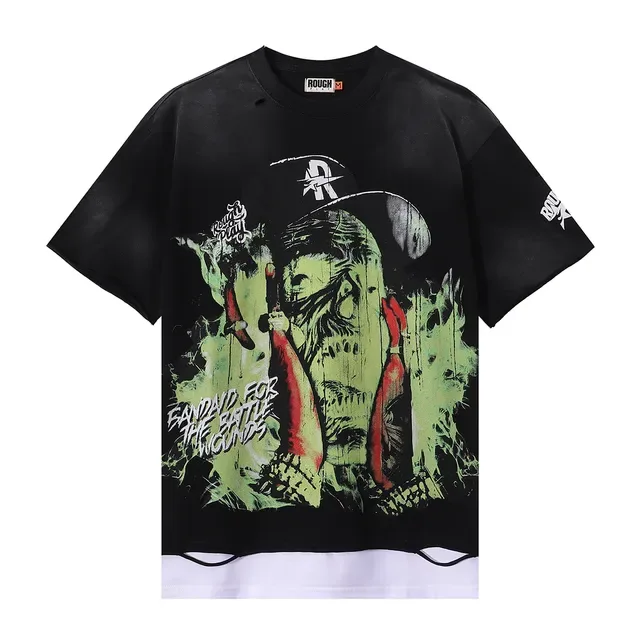 Distressed Black Oversized Graphic Print T-Shirt 4