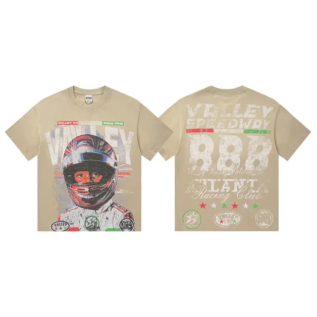 Distressed Racing Helmet Graphic T-Shirt 4