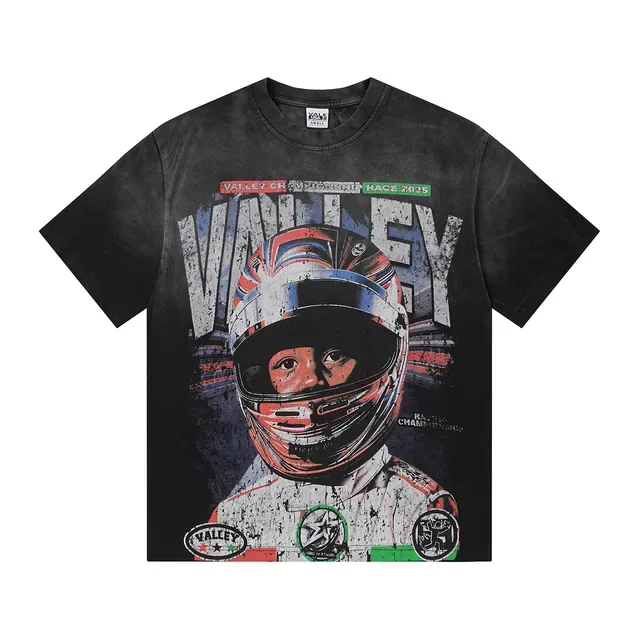 Distressed Racing Helmet Graphic T-Shirt 5