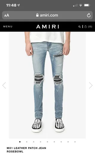 Distressed Ripped Slim-Tapered Stone-Washed Blue Jeans 5