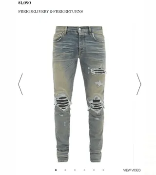 Distressed Ripped Slim-Tapered Stone-Washed Blue Jeans 8