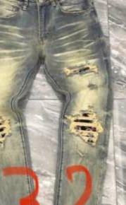 Distressed Ripped Slim-Tapered Stone-Washed Blue Jeans 9
