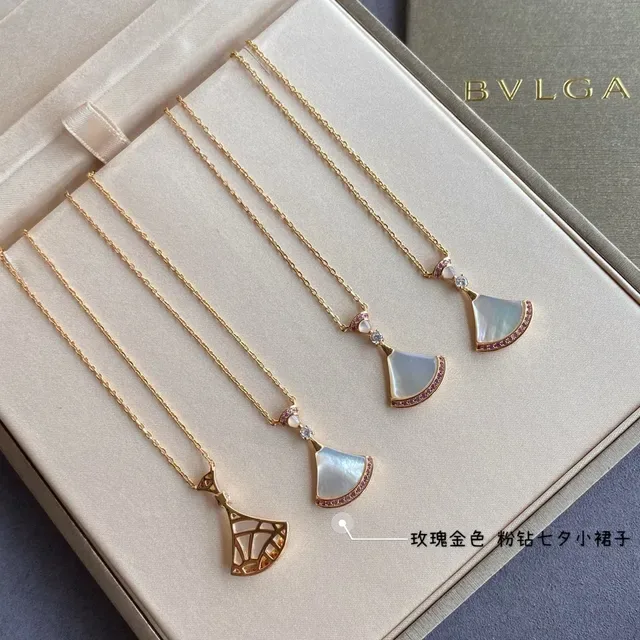 Divas’ Dream Colar em Forma de Leque de Madre-Pérola e Gemas Rosadas 5
