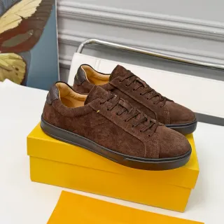 Doucal's Brown Suede Low-Top Lace-Up Lifestyle Sneakers