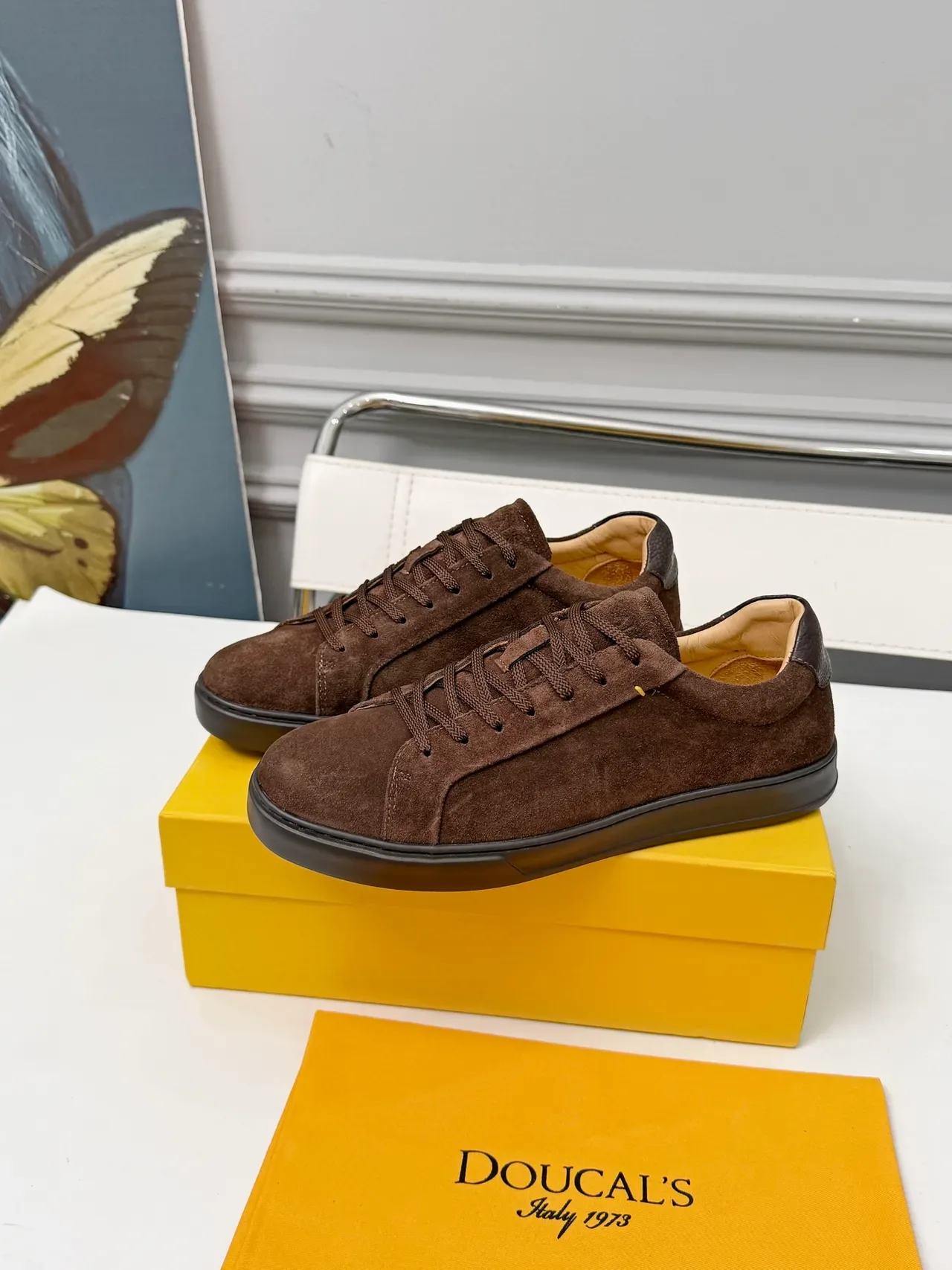 Doucal's Brown Suede Low-Top Lace-Up Lifestyle Sneakers 4