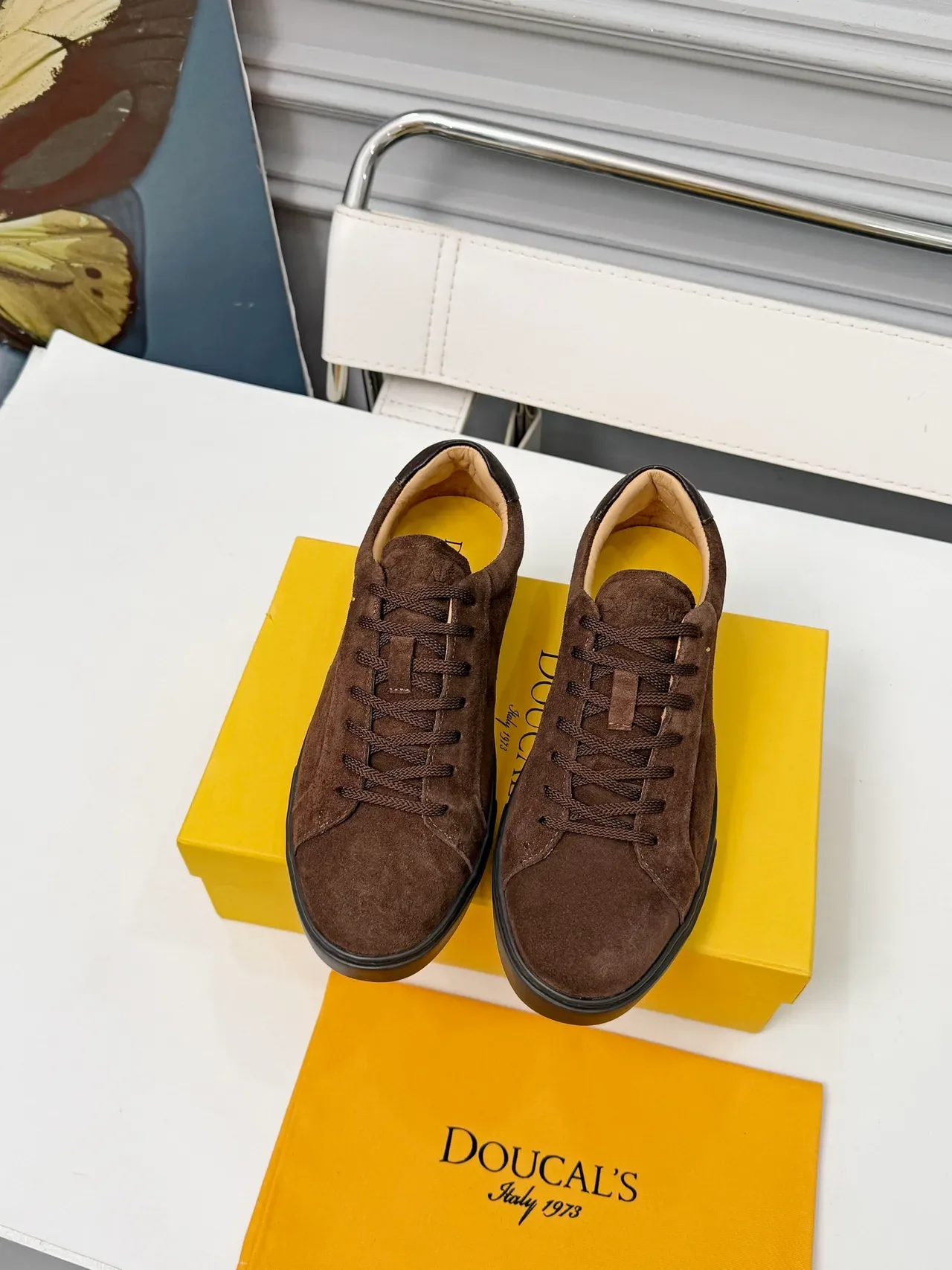 Doucal's Brown Suede Low-Top Lace-Up Lifestyle Sneakers 5