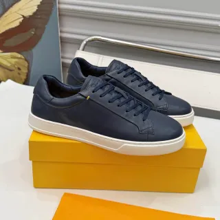 DOUCAL'S Tênis Lifestyle de Couro Navy de Baixo Topo