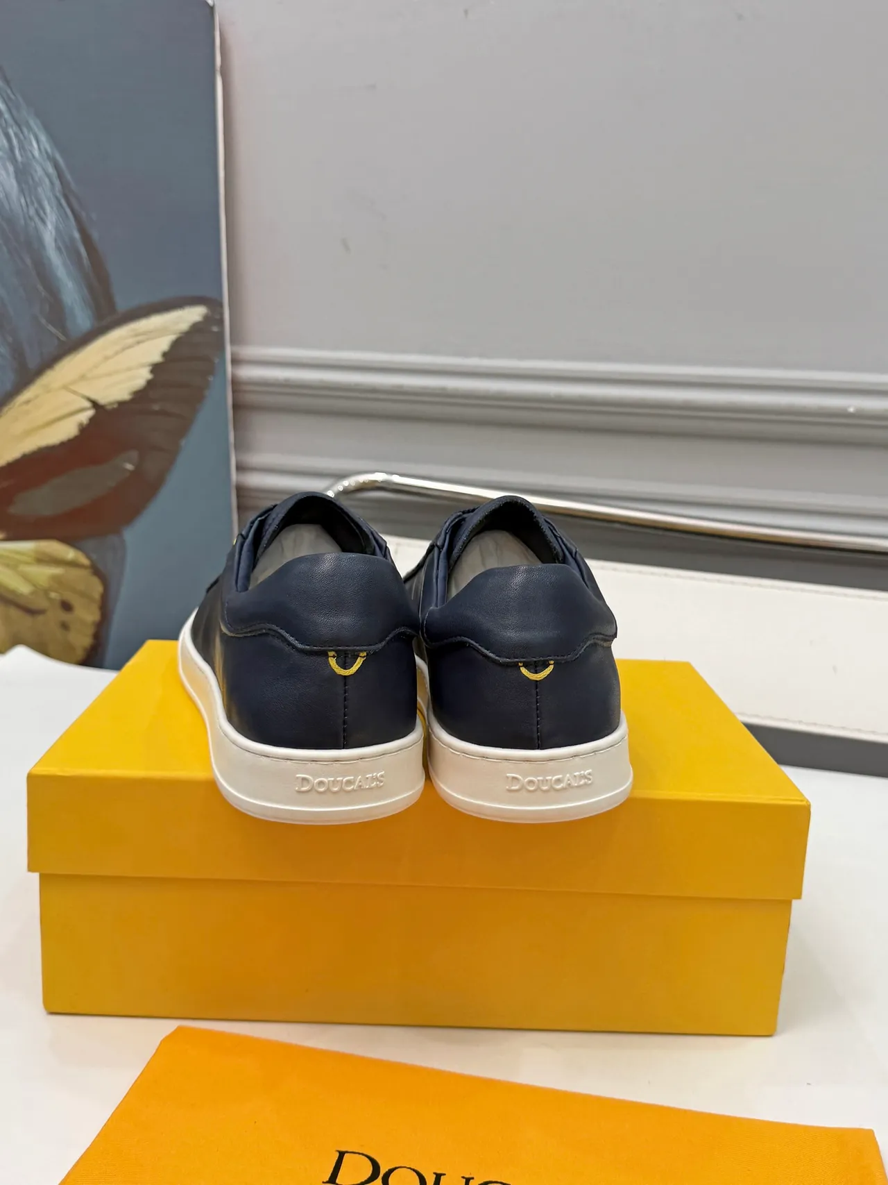 DOUCAL'S Navy Leather Low-Top Lifestyle Sneakers 3