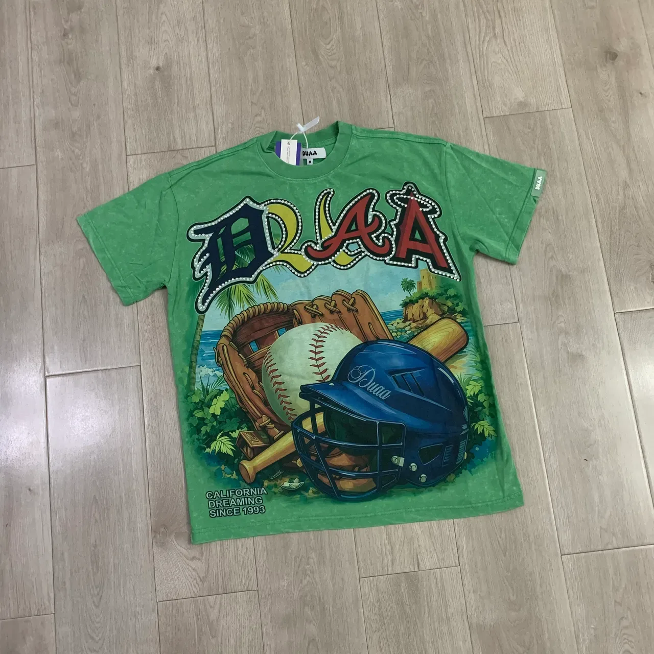 Duaa Green Multicolor Graphic Print Heather T-Shirt 2