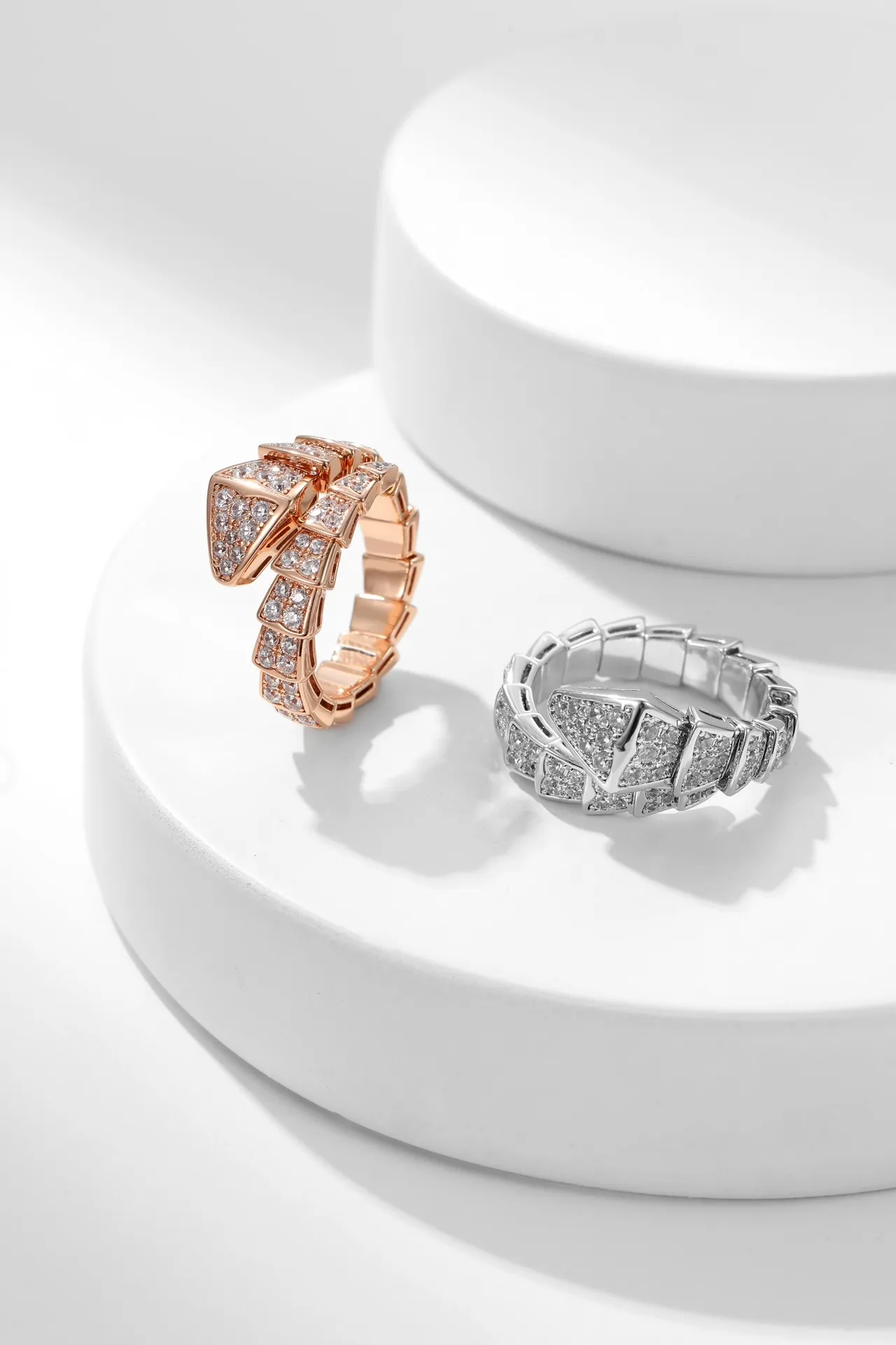 Dual-Tone Geometric Pavé-Set Sculptural Earrings 4