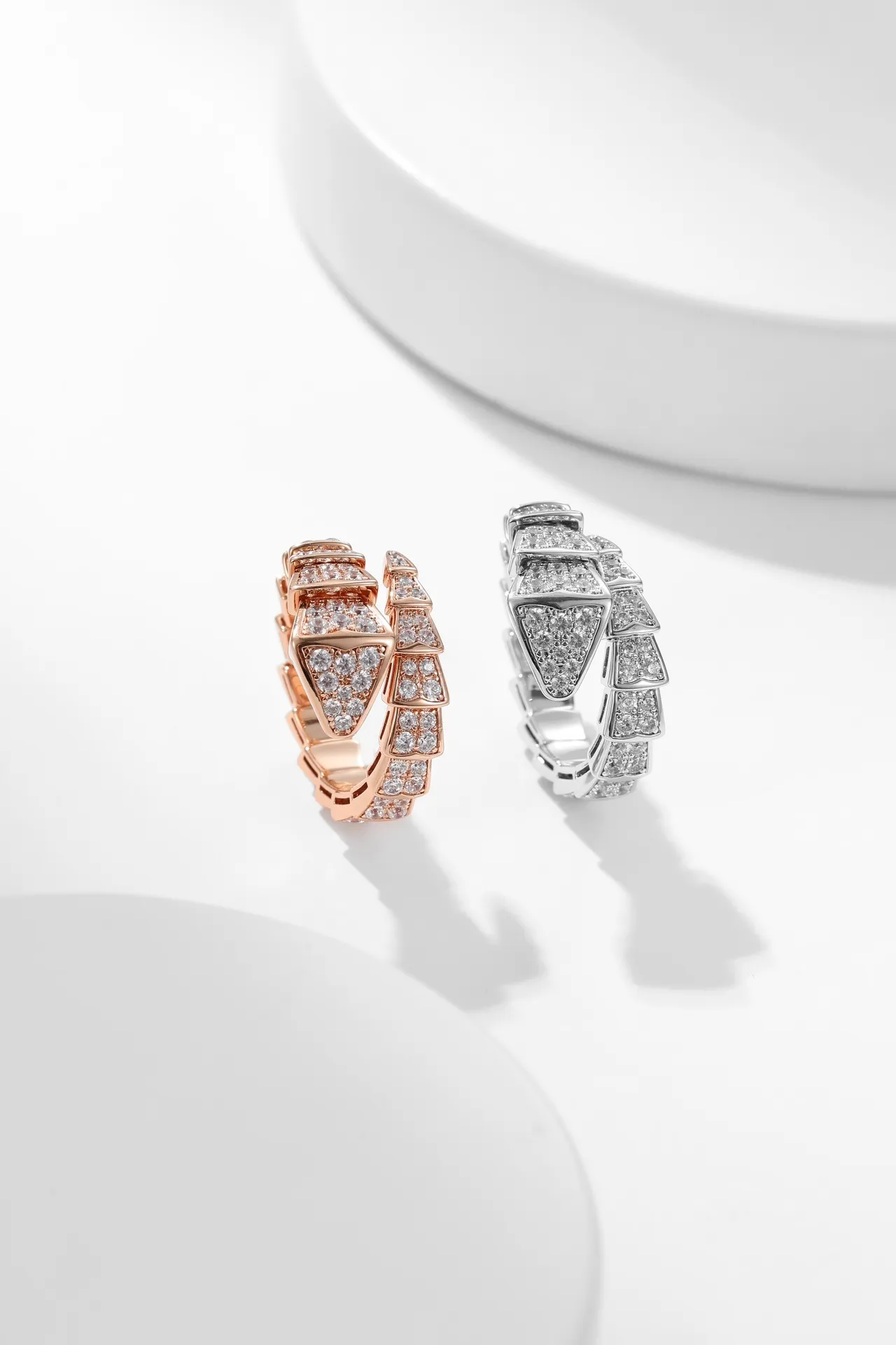 Dual-Tone Geometric Pavé-Set Sculptural Earrings 8