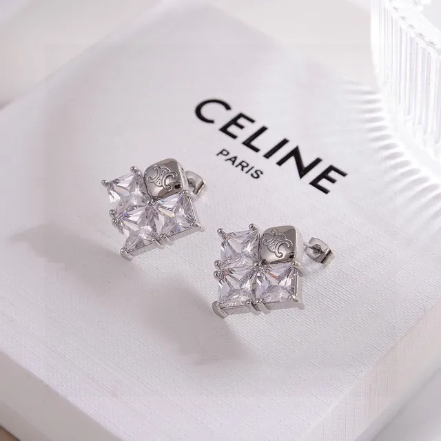 Dual-Tone Square-Cut Crystal Stud Earrings 5