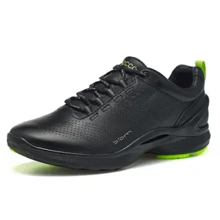 ECCO BIOM Black Green Perforated Leather Upper Minimalist Cushioned Sole Lifestyle Sneakers