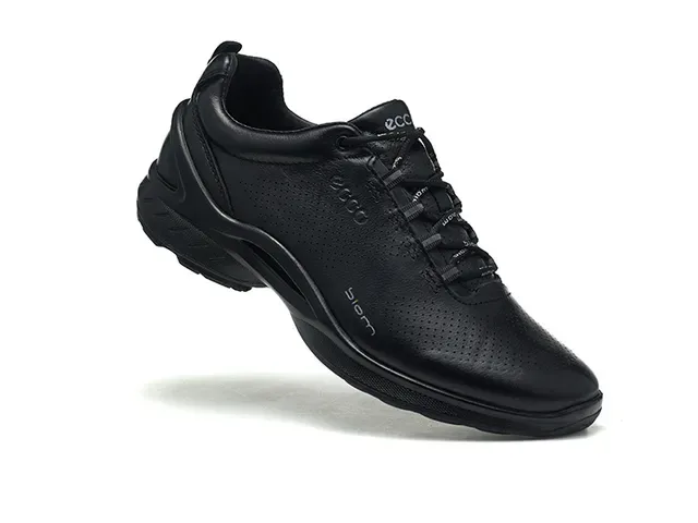 ECCO BIOM Black Green Perforated Leather Upper Minimalist Cushioned Sole Lifestyle Sneakers 3