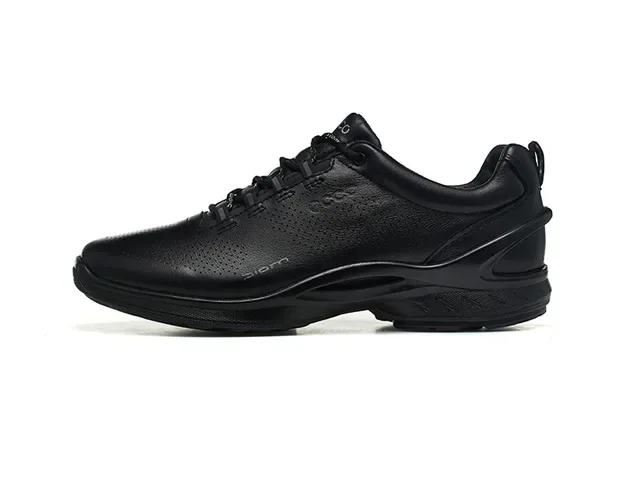ECCO BIOM Black Green Perforated Leather Upper Minimalist Cushioned Sole Lifestyle Sneakers 7