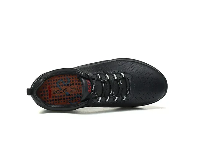 ECCO BIOM Black Green Perforated Leather Upper Minimalist Cushioned Sole Lifestyle Sneakers 9