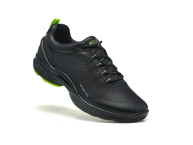 ECCO BIOM Black Green Perforated Leather Upper Minimalist Cushioned Sole Lifestyle Sneakers 17