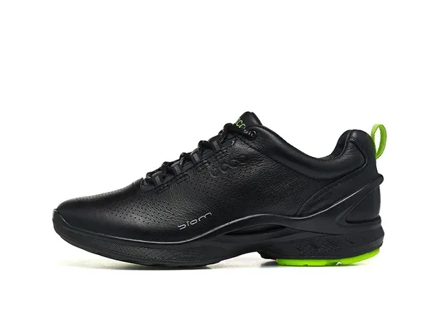 ECCO BIOM Black Green Perforated Leather Upper Minimalist Cushioned Sole Lifestyle Sneakers 21