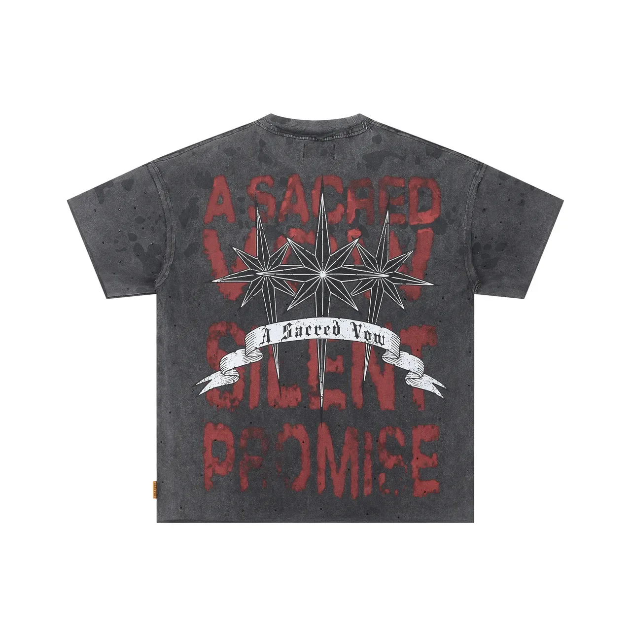 FIRST ROW Distressed Acid-Wash Graphic Print T-Shirt 3