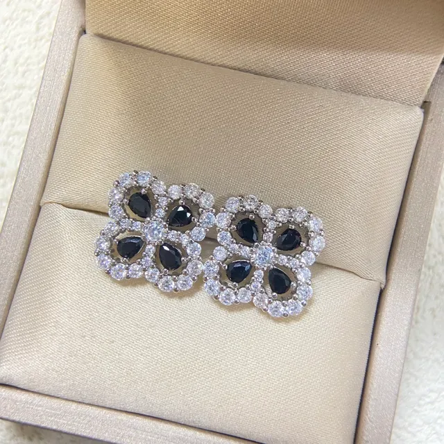 Floral Quatrefoil Pavé-Set Multi-Stone Stud Earrings 3