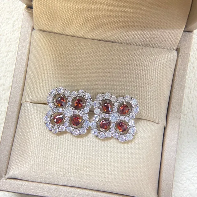 Floral Quatrefoil Pavé-Set Multi-Stone Stud Earrings 6