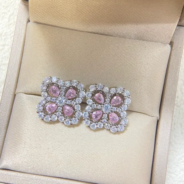 Floral Quatrefoil Pavé-Set Multi-Stone Stud Earrings 8